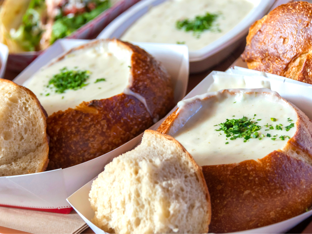 Clam Chowder in Bread bowls
