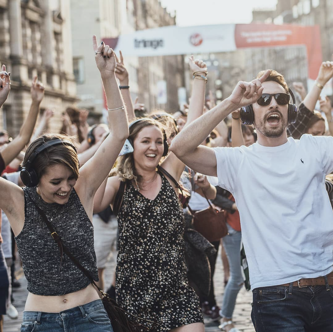 Young people dancing at an Edinburgh festival