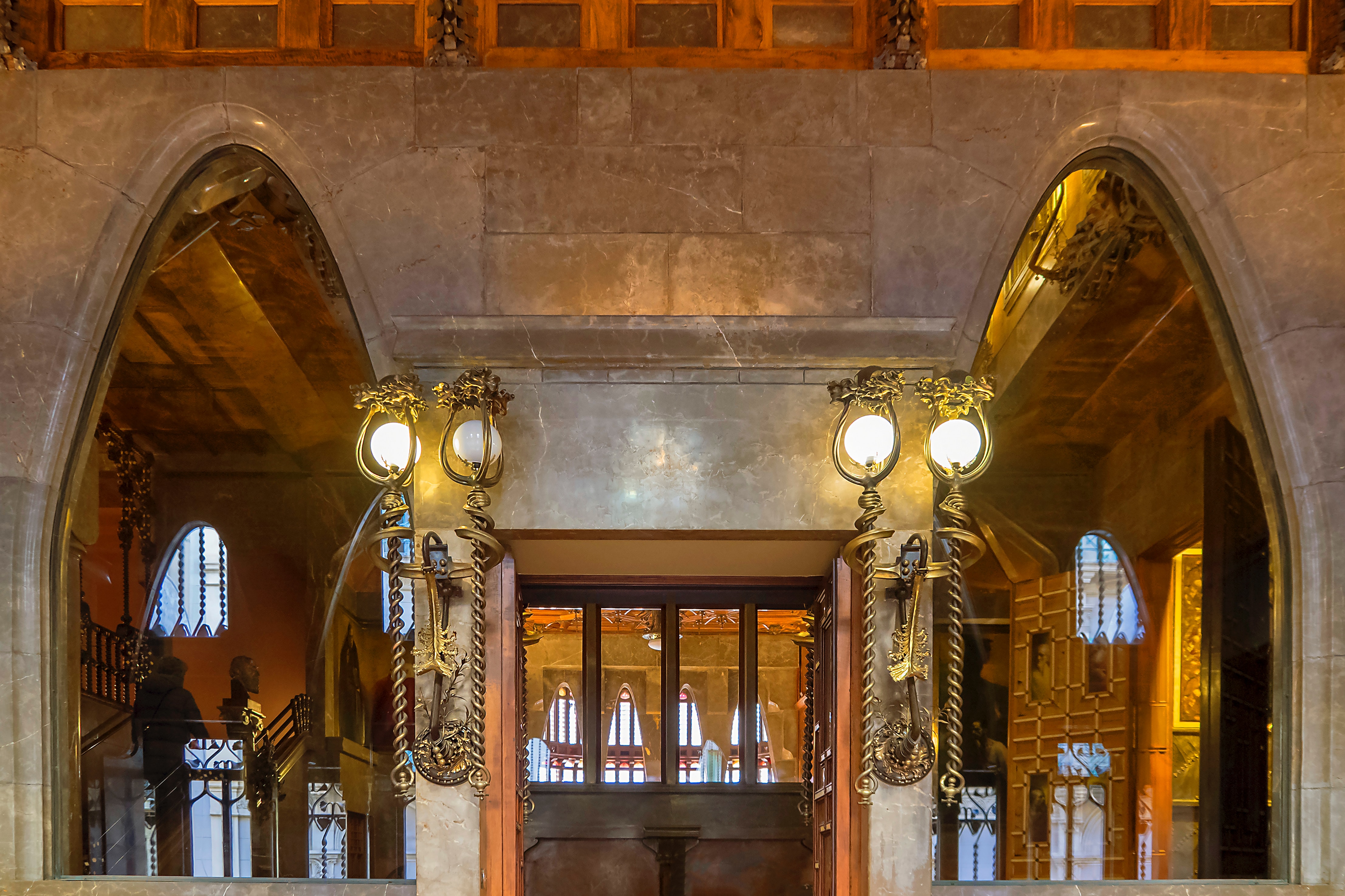 A lift is shows inside the Guell Palace in Barcelona 