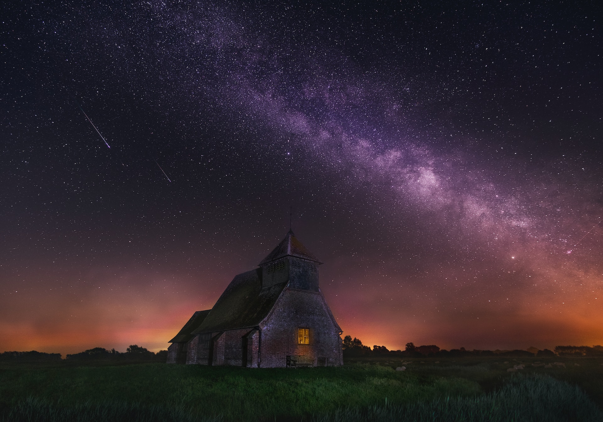 Milky Way photographed over a church in Canterbury, United Kingdom - a best place to see the Milky Way