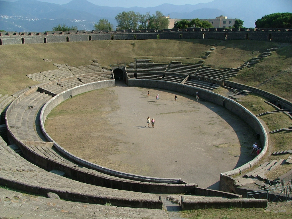 Pompeii arena, amphitheater, one of the most best preserved gladiator arenas in italy