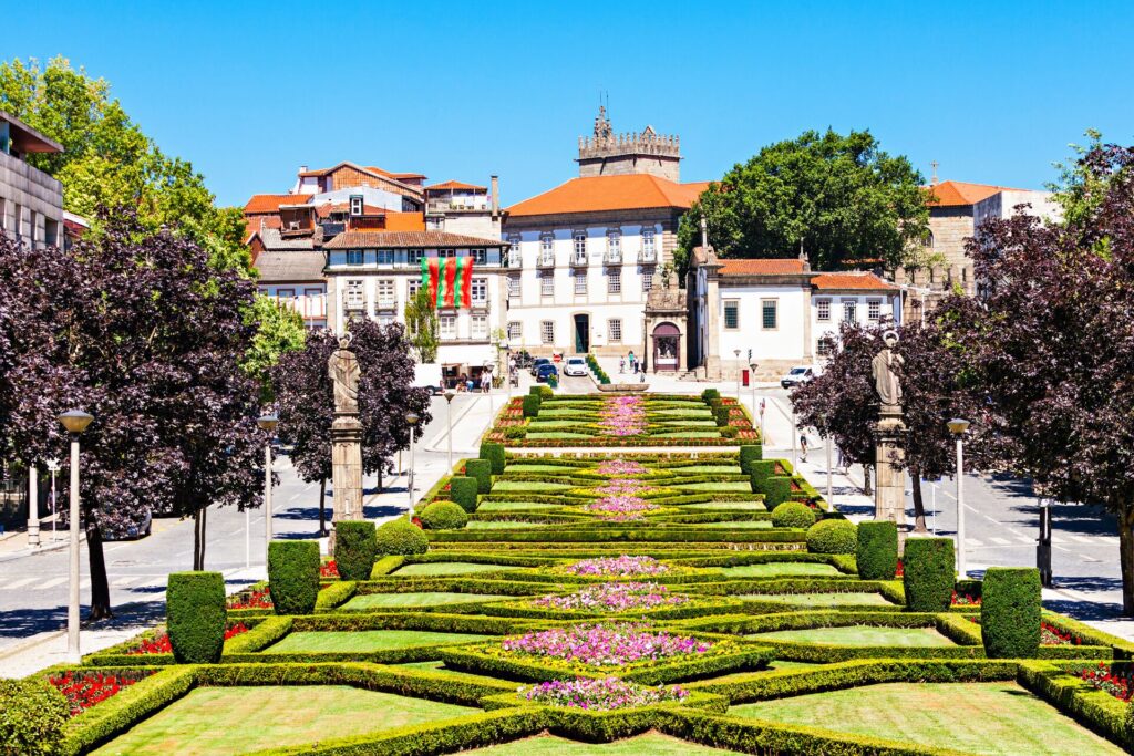 Elegant garden and mansions house in Guimarães, Portugal