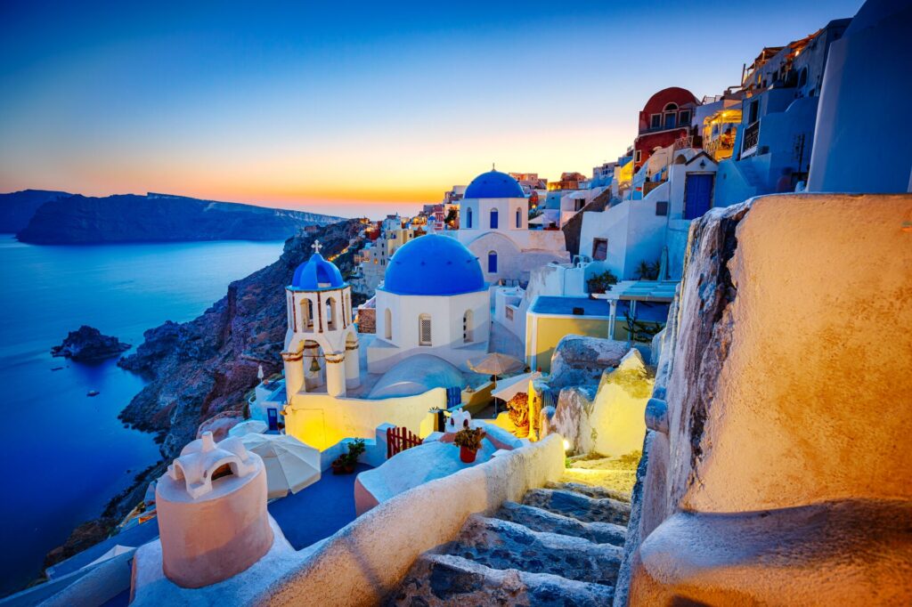 greek island at sunset santorini