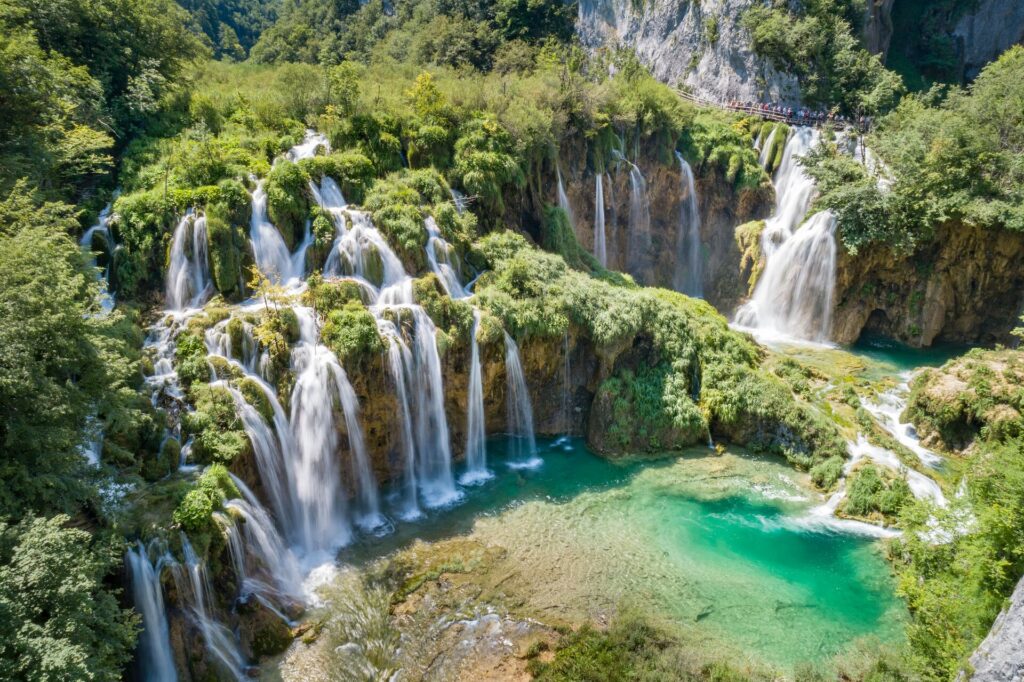 Cascading waterfalls in Plitvice National Park, Croatia