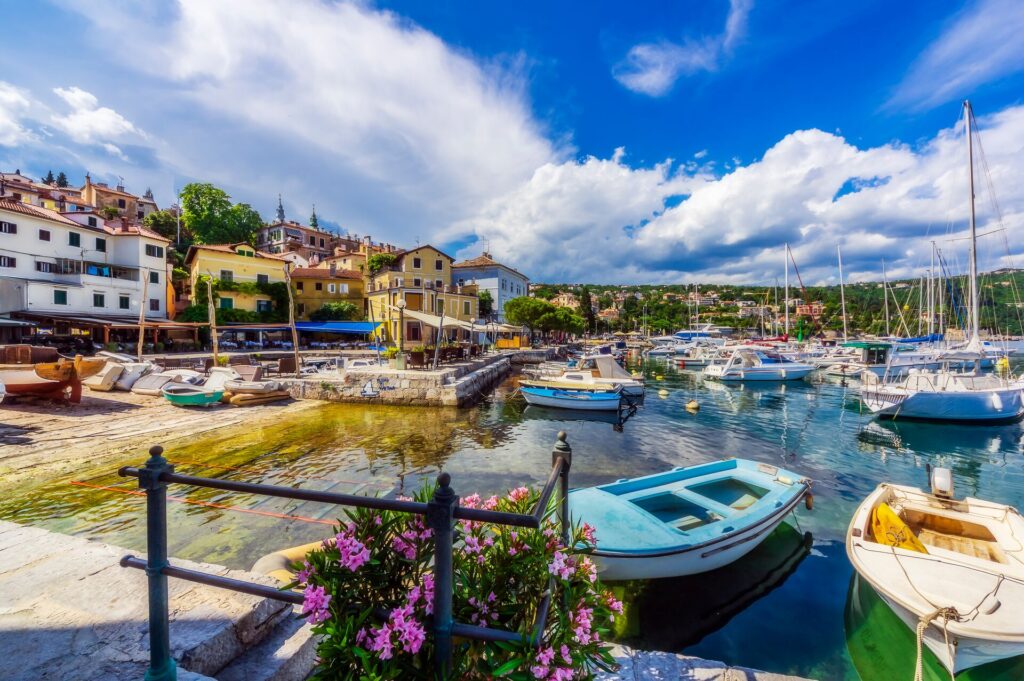 Boats in the picturesque harbor of Opatija, Croatia