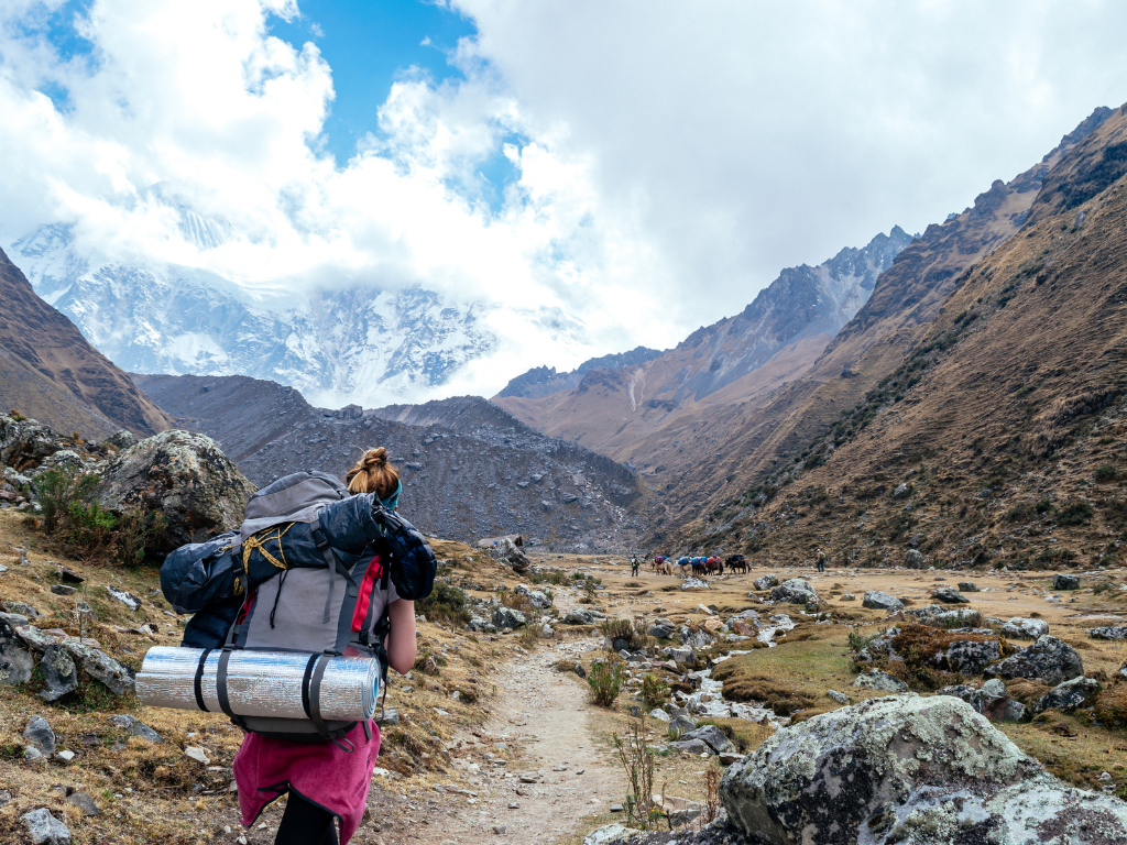 Salkantay Trek - woman trekking by her self