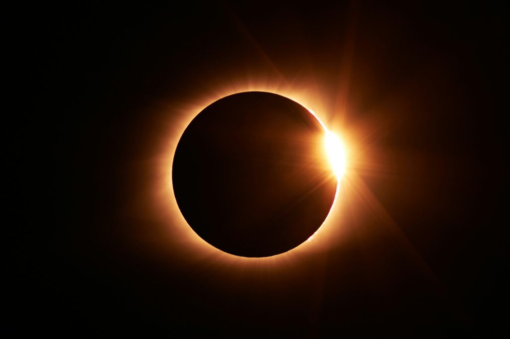 A solar eclipse showing a ring of light
