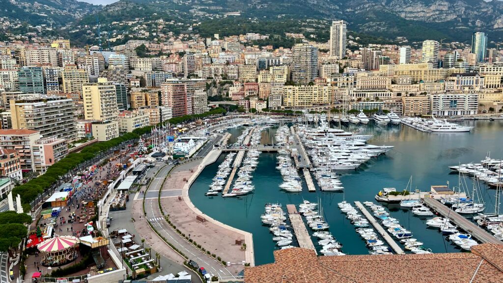 view of Monaco harbour and grand prix track