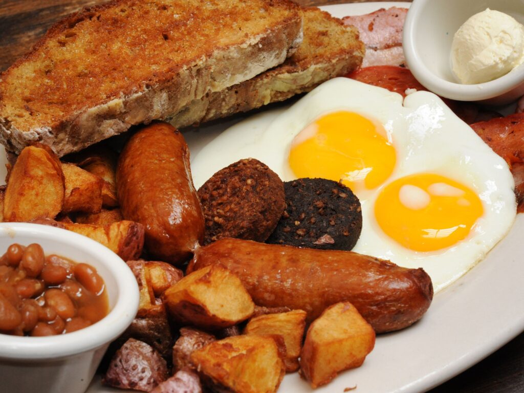 Close up of an Irish fried breakfast
