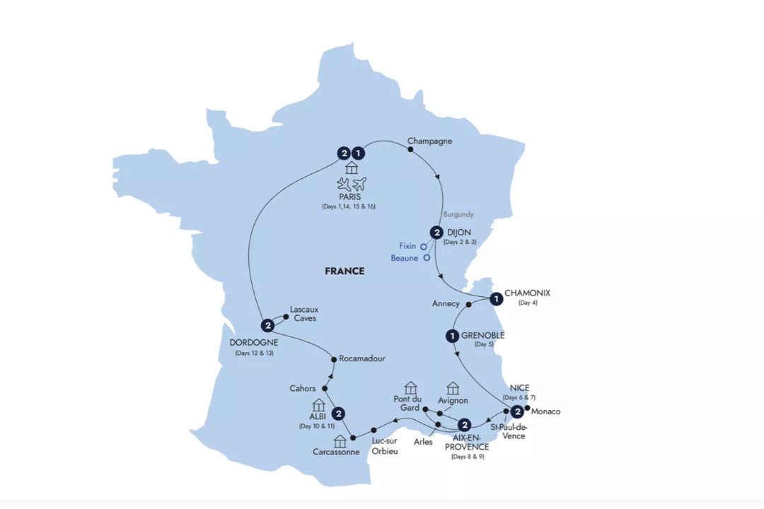 france trip map