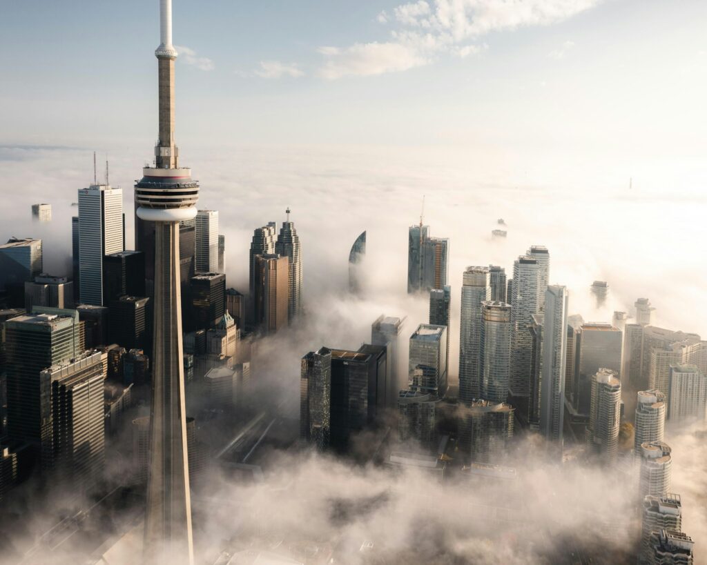 Toronto in the clouds seen from above