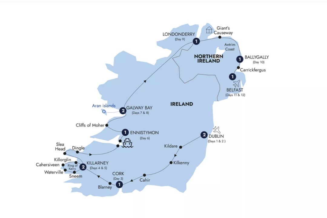 ireland trip map