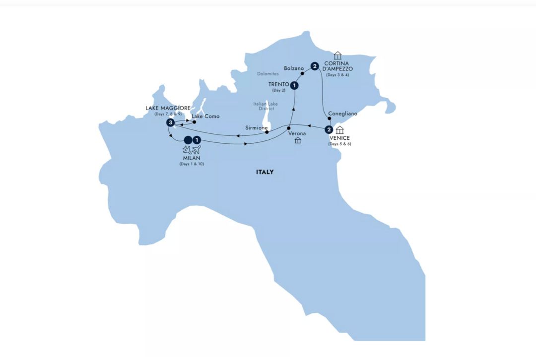 northern italy trip map