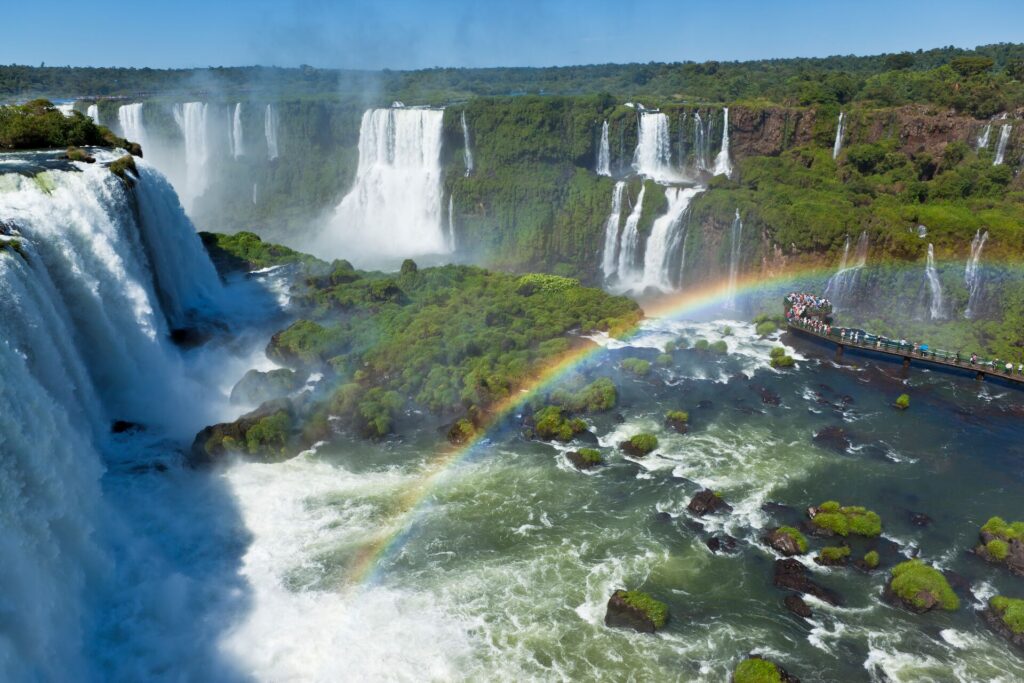 A rainbow at Iguassu Falls in Argentina