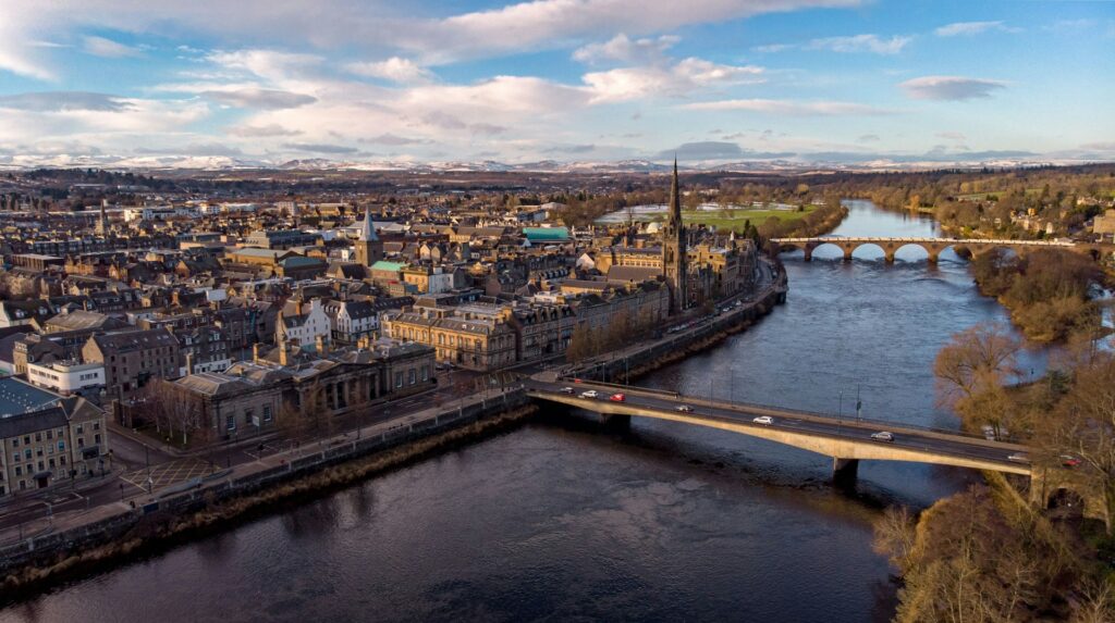 Inverness and the River Ness seen from the air