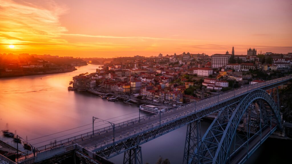 porto, portugal at sunset