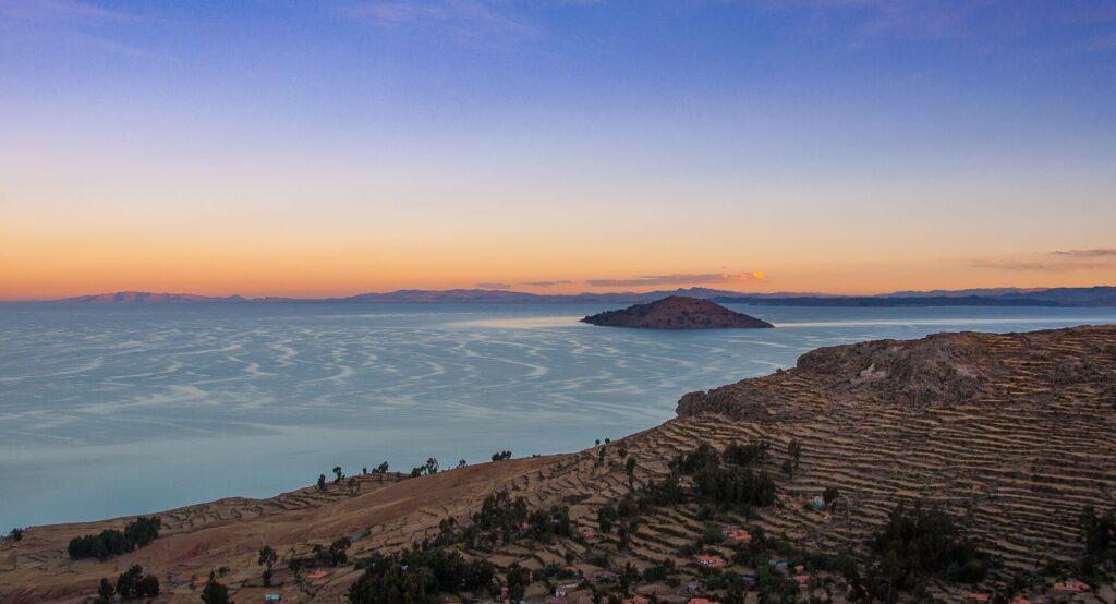 Amantani Island at sunset