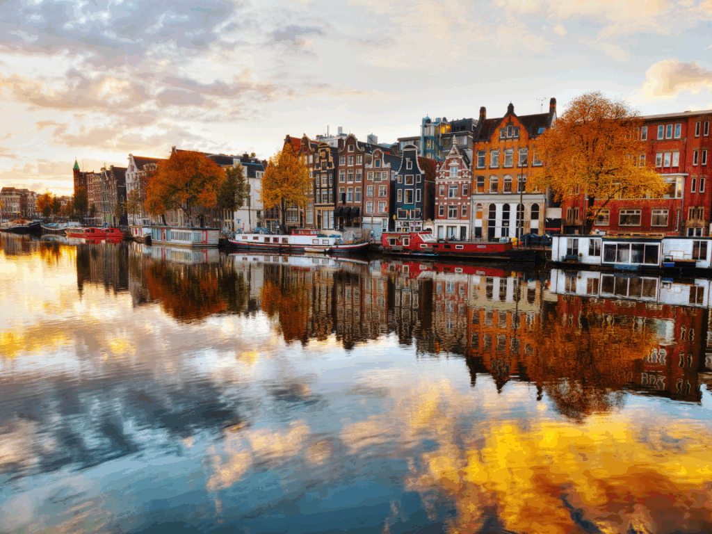 Netherlands in the fall - a reflective canal