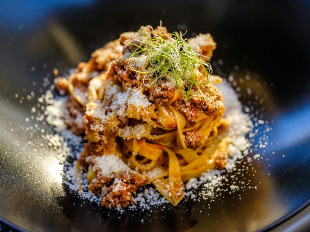 bolognese ragu with taglietelle