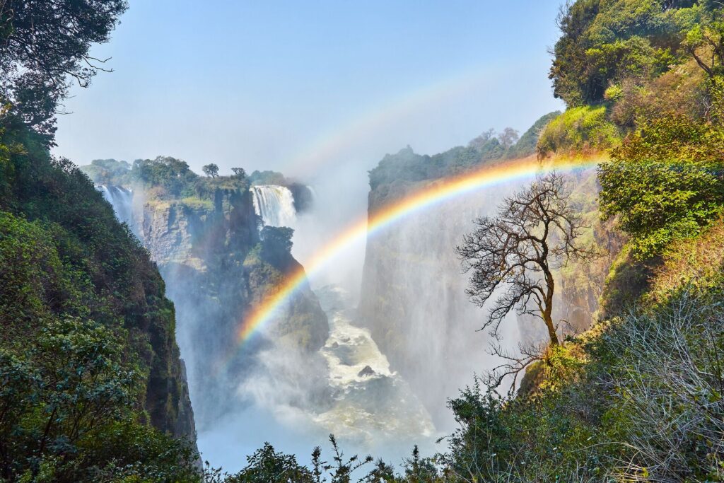 rainbow over victoria falls