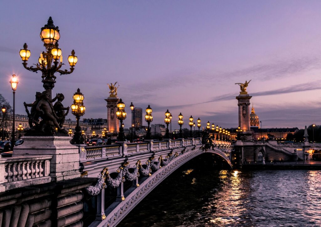 Pont Alexandre III bridge at sunset