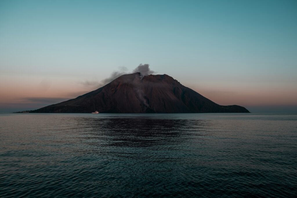 Stromboli, volcanic island in the sea near Sicily