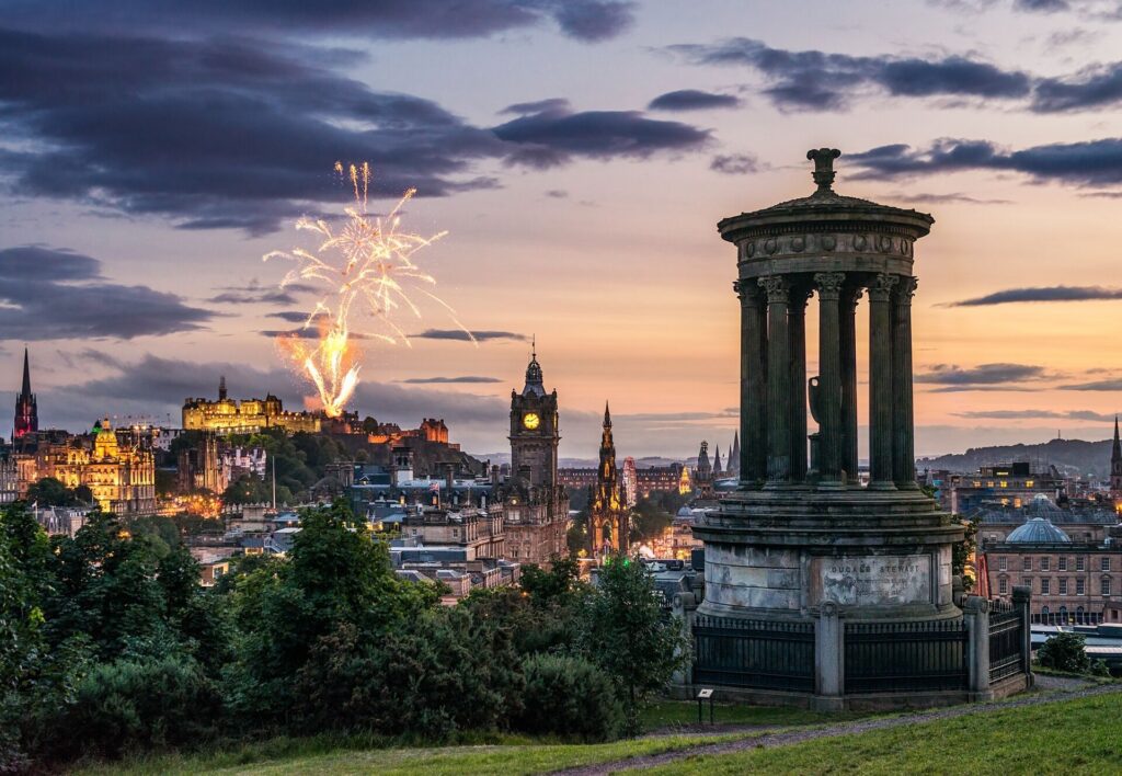 fireworks in Edinburgh, Scotland