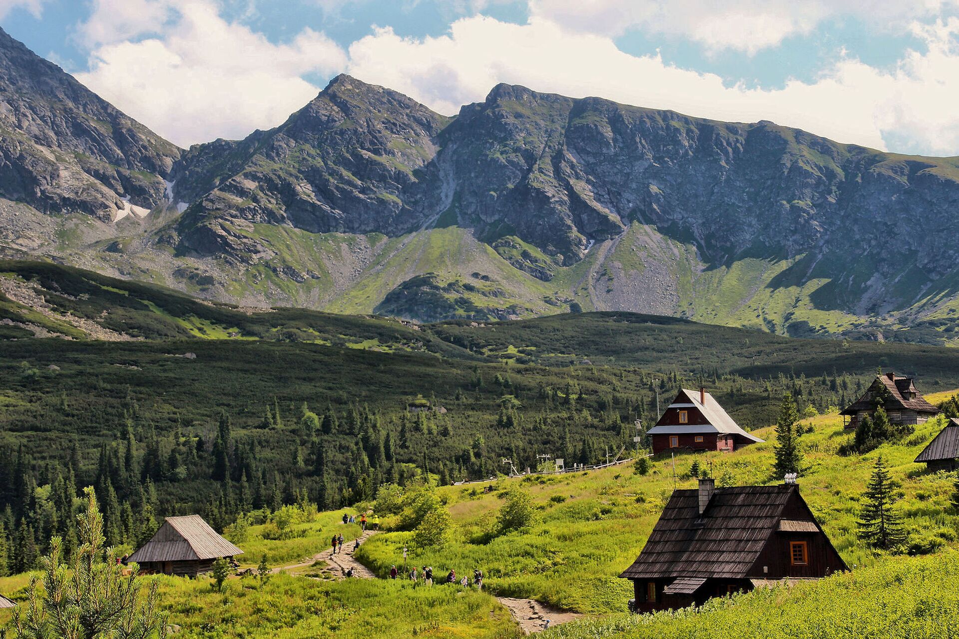 Houses on mountain landscape in Poland, Eastern Europe