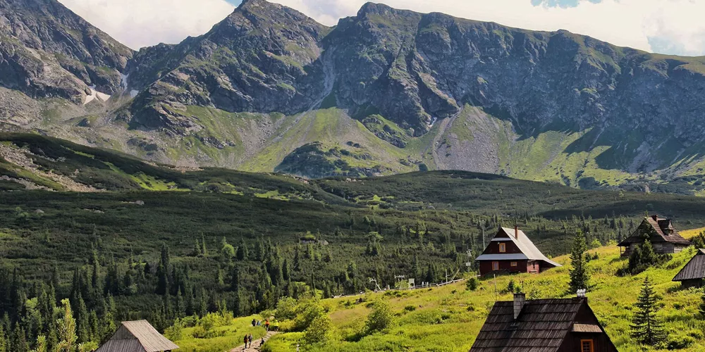 Houses on mountain landscape in Poland, Eastern Europe
