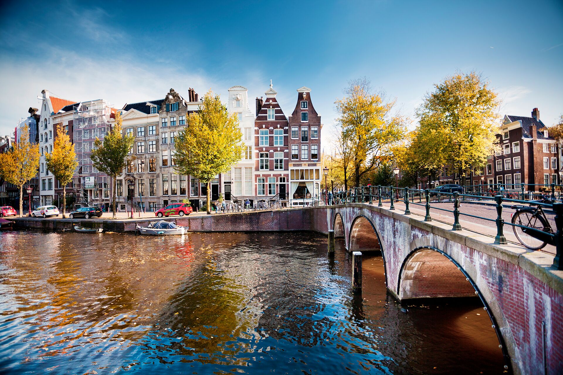 Bridges over the Keizersgracht Canal in Amsterdam during Autumn