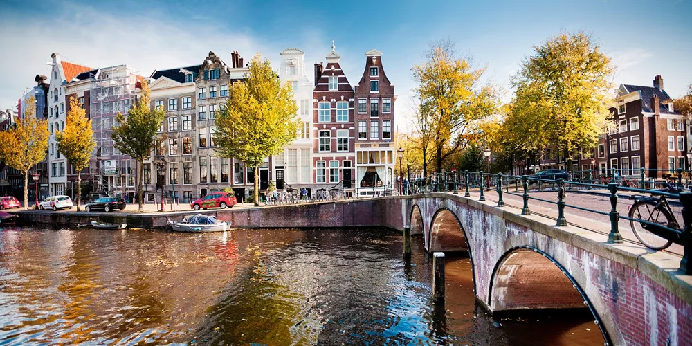 Bridges over the Keizersgracht Canal in Amsterdam during Autumn