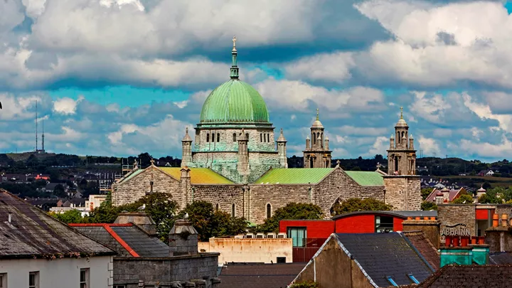 Skyline of Galway with Galway cathedral, Ireland