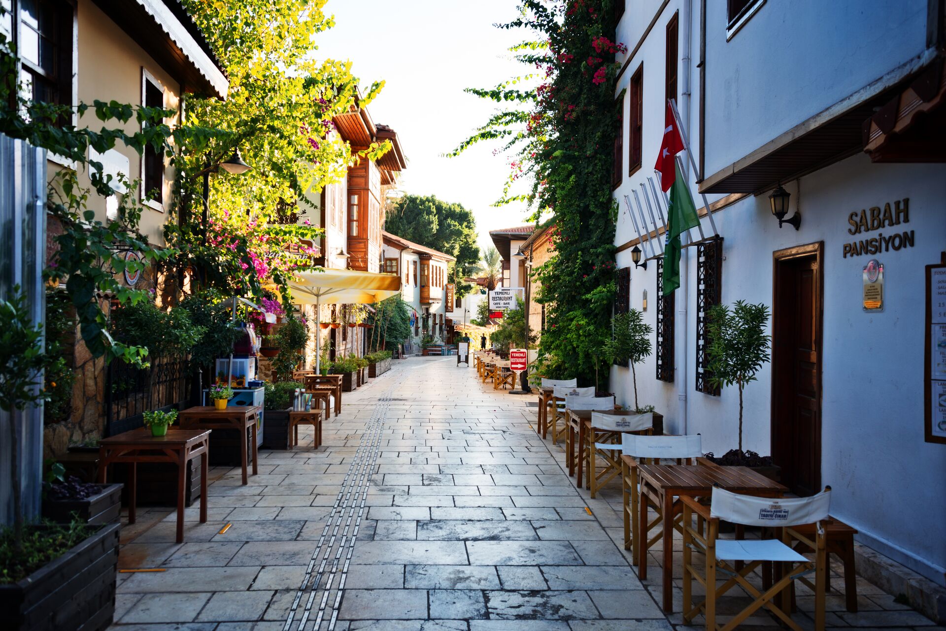 The narrow streets of Old Town in Antalya (Kaleici), Turkey