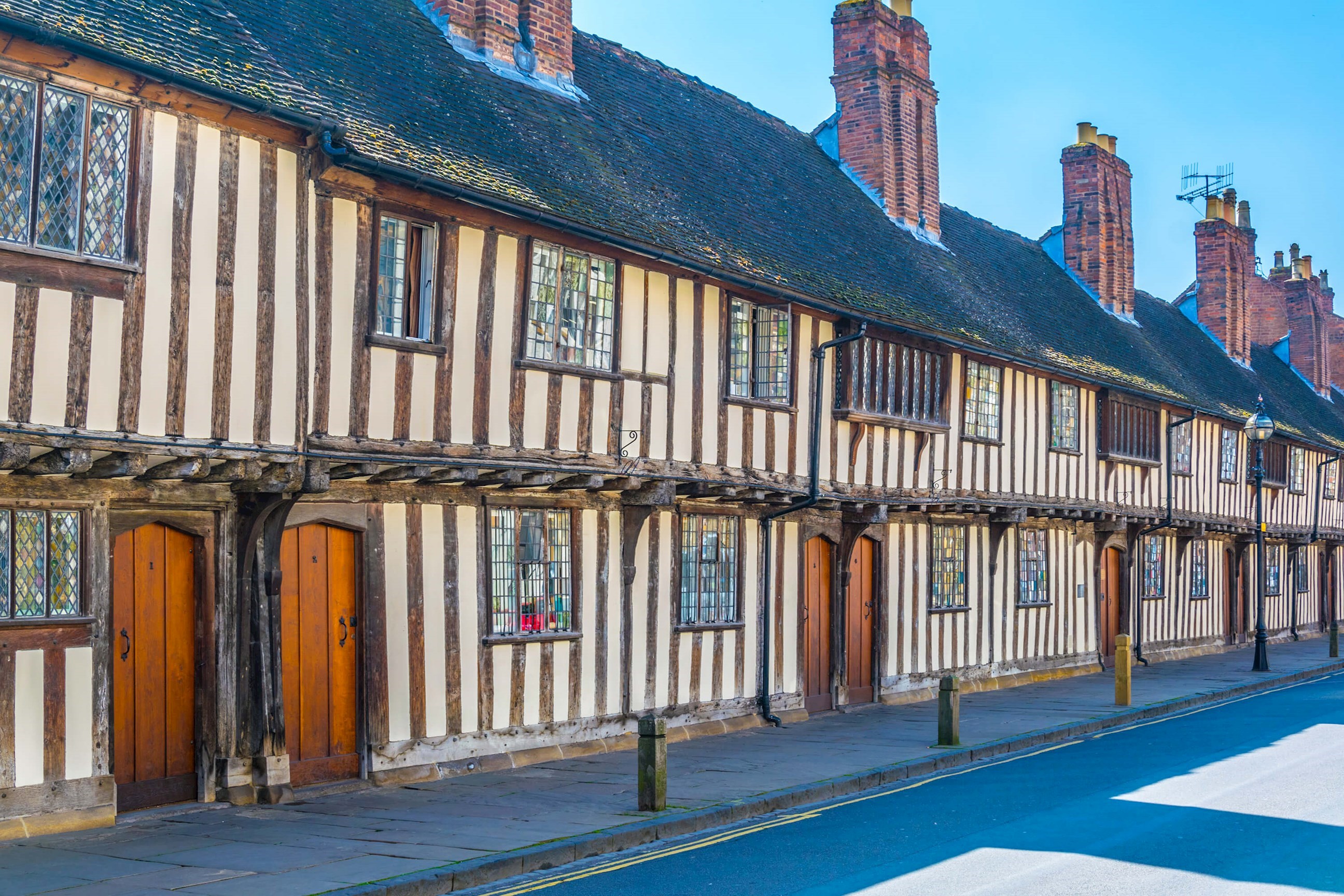 Tudor street in Stratford upon Avon, England