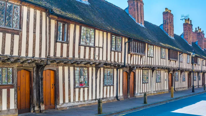 Tudor street in Stratford upon Avon, England