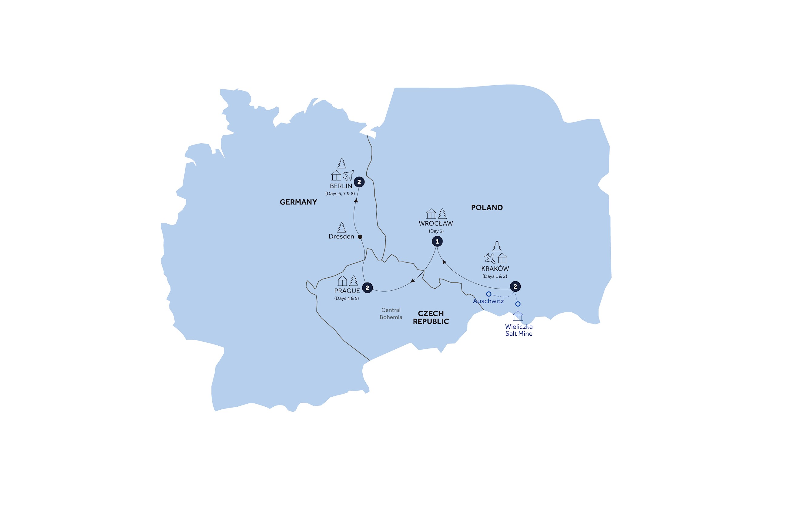 Christmas Markets Poland Prague Germany Guided Tour Map