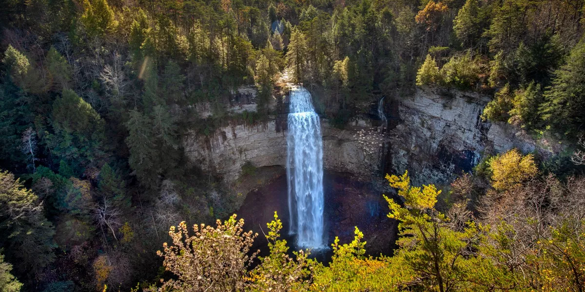 A mountain waterfall on the Appalachian Trail in Eastern USA