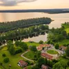 An aerial view of Toftaholm Herrgard Manor in Vittyard, Sweden