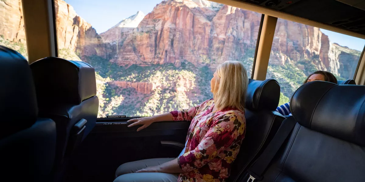 Large Coach View Zion National Park Utah USA 2