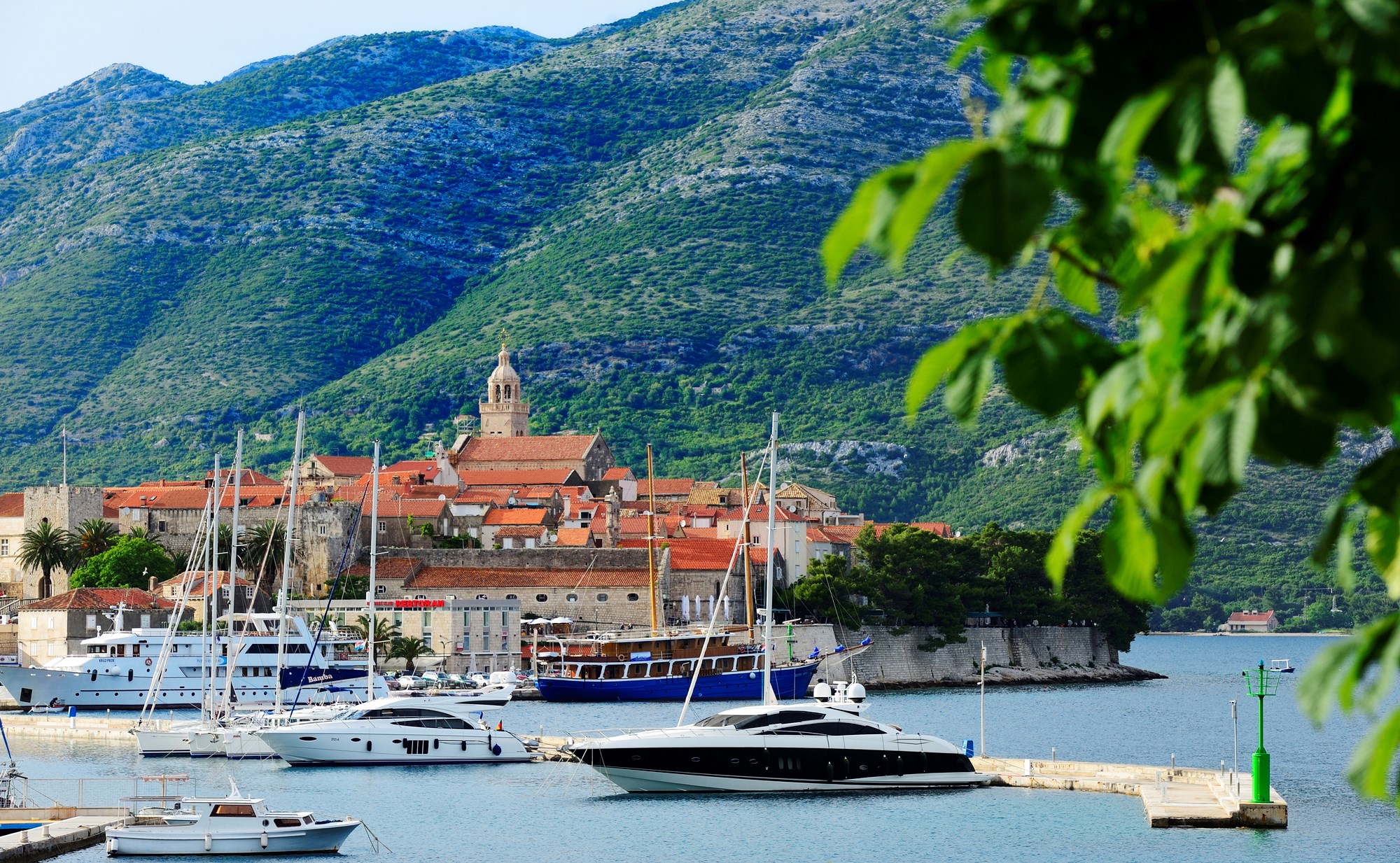 View of the Harbour and Old town Korcula Croatia
