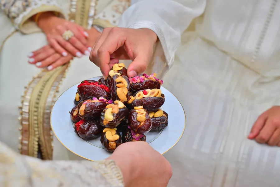 Traditional Moroccan Stuffed Dates With Dulce De Leche And Almonds Served With Milk 1480043925