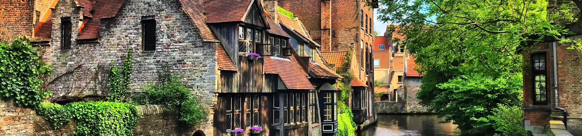 Historic canal in Ghent, Bwelgium on a sunny day