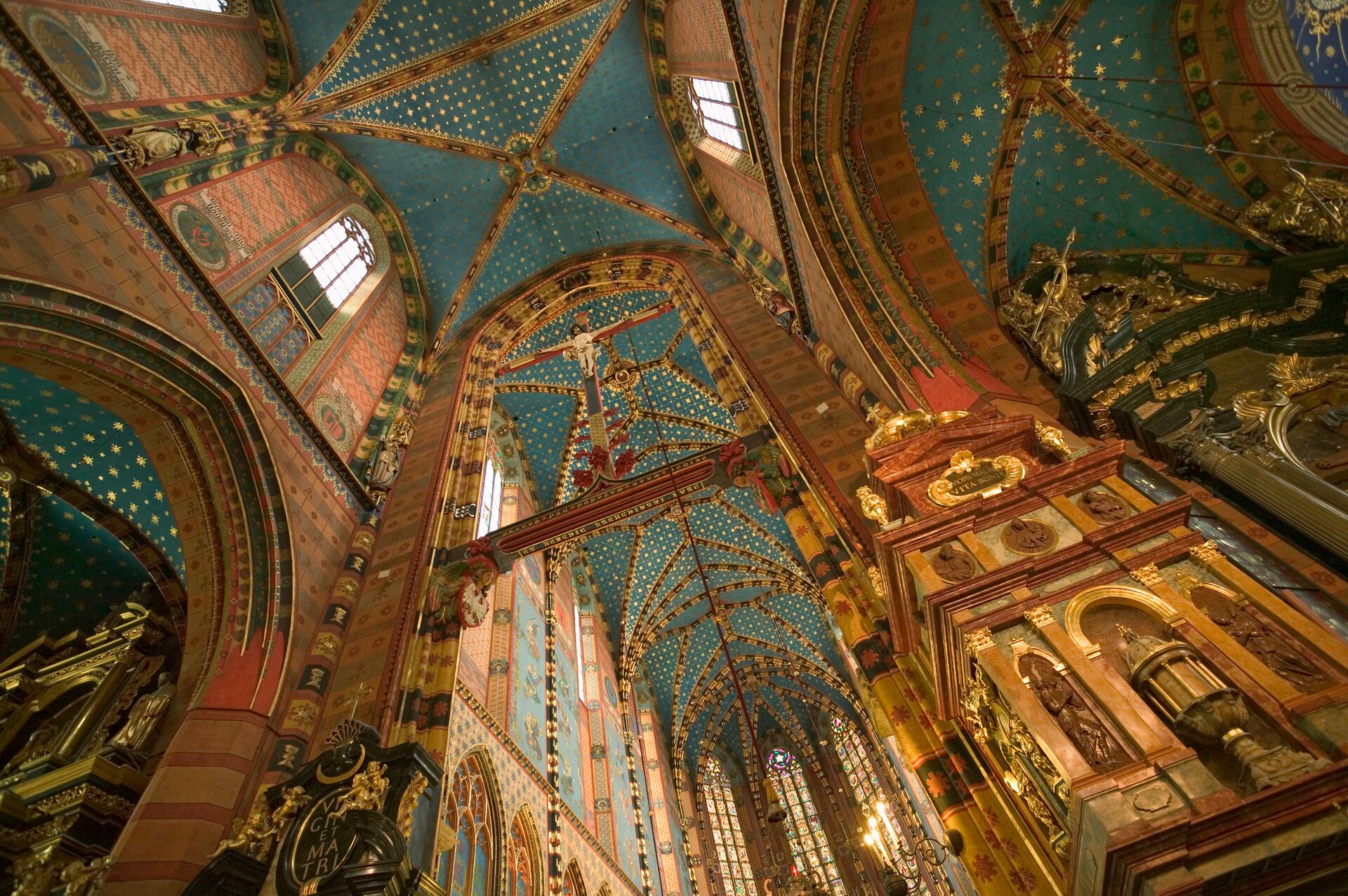 Interior of Church Of St Mary Of The Assumption in Krakow, Poland