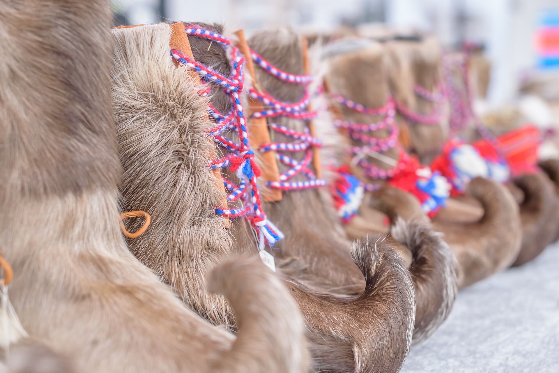 Traditional Sami handmade footwear which is made from reindeer fur