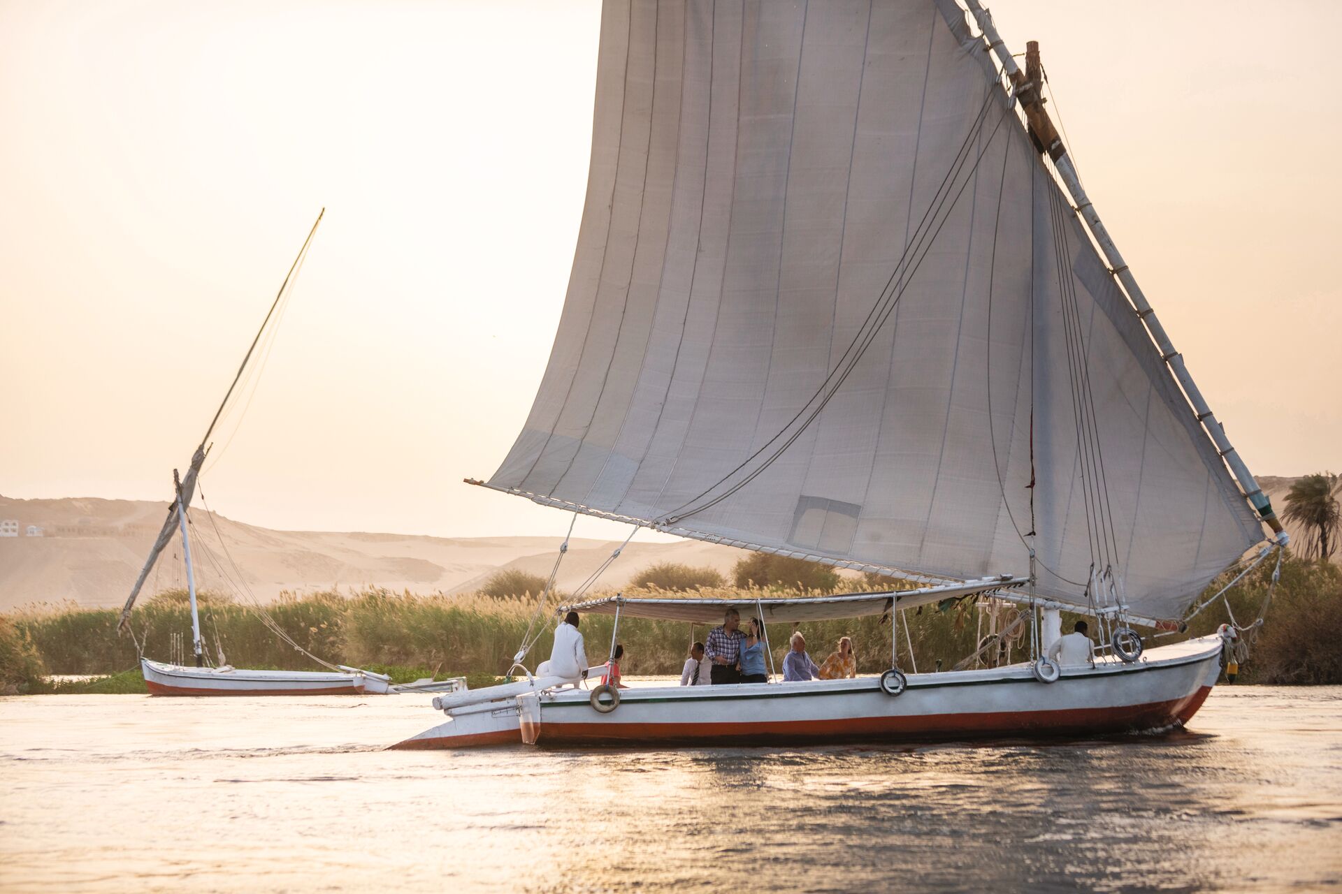 Sailing boat cruising down the Nile in Egypt