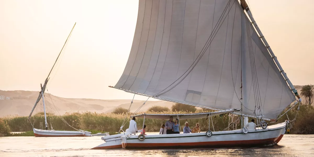 Sailing boat cruising down the Nile in Egypt