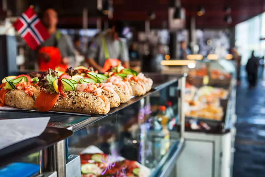 Fish Market Of Bergen Sandwich Seafood From Norway 1206414449