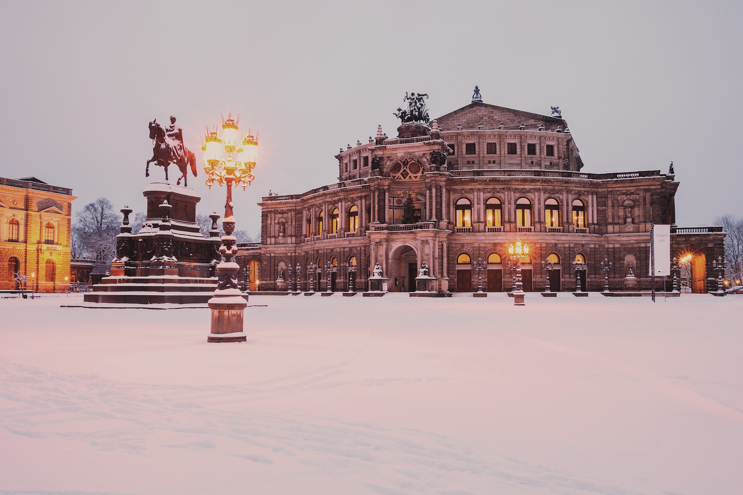Semperoper in winter, Dresden Germany