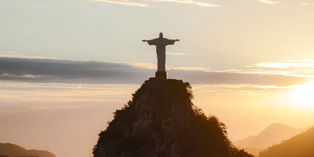 View Onto Corcovado At Sunset in Rio de Janeiro, Brazil