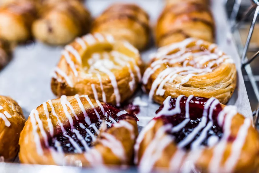 Small cheese and jam Danishes